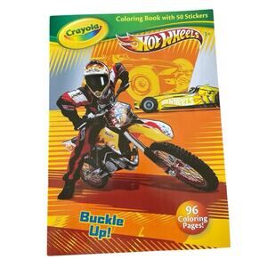Crayola Hotwheels 2015 Coloring Book With Stickers Motorcycle NEW UNUSED 96 Page